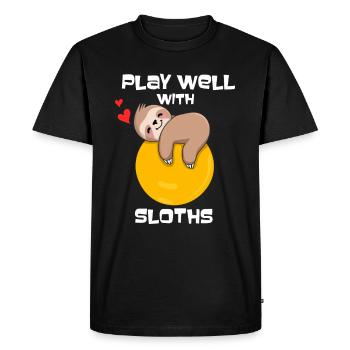 Play well with other sloth lovers plants - Men's Premium Organic T-Shirt - black - Front - Nico (187cm)