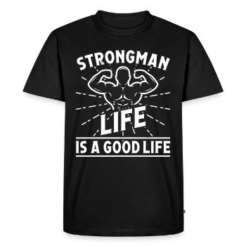 Strongman Life Good Life Gym Fitness Bodybuilding - Men's Premium Organic T-Shirt - black - Front - Nico (187cm)