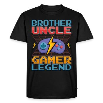 Brother Uncle Gamer Legend Video Gaming - Men's Premium Organic T-Shirt - black - Front - Nico (187cm)