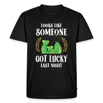 On dirait que quelqu’un a eu de la chance hier soir - T-shirt Premium bio Homme - noir - Devant - Nico (187cm)