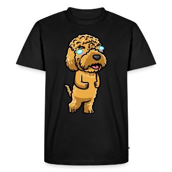 Kawaii Cockapoo Dog Laughing Emoticon - Men's Premium Organic T-Shirt - black - Front - Nico (187cm)