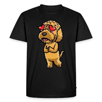 Kawaii Cockapoo Dog In Love Emoticon - Men's Premium Organic T-Shirt - black - Front - Nico (187cm)