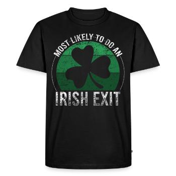 Irish Exit Saint Patrick's Day Retro Gift - Men's Premium Organic T-Shirt - black - Front - Nico (187cm)