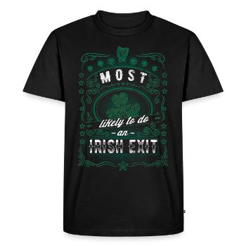 Irish Exit Saint Patrick's Day Vintage Shamrock - Men's Premium Organic T-Shirt - black - Front - Nico (187cm)