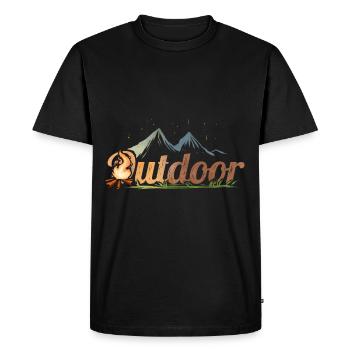 Logo Outdoor - Camp Fire In The Mountains While - Men's Premium Organic T-Shirt - black - Front - Nico (187cm)