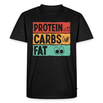 Strongman Protein Carbs Fat Fitness Bodybuilding - Men's Premium Organic T-Shirt - black - Front - Nico (187cm)