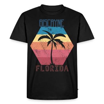 Vacances en famille Floride Biscayne Palm Tree Beach Oc - T-shirt Premium bio Homme - noir - Devant - Nico (187cm)