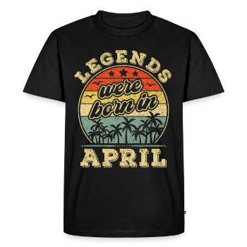 Anniversaire d’avril Cadeau de légende née d’avril - T-shirt Premium bio Homme - noir - Devant - Nico (187cm)