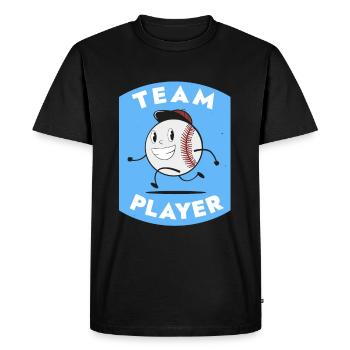 Baseball Team Player Retro Cartoon Logo - Men's Premium Organic T-Shirt - black - Front - Nico (187cm)