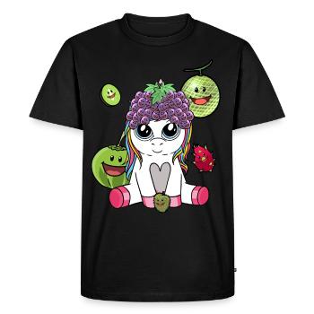 Licorne d’été fruits exotiques fruits vitamines - T-shirt Premium bio Homme - noir - Devant - Nico (187cm)