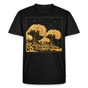 Boujee Aesthetic Great Wave Off Kanagawa Bougie - Men's Premium Organic T-Shirt - black - Front - Nico (187cm)