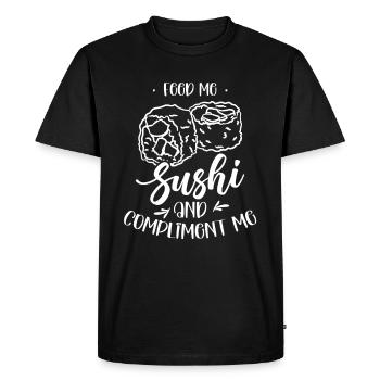 Feed me sushi and compliment me - Men's Premium Organic T-Shirt - black - Front - Nico (187cm)
