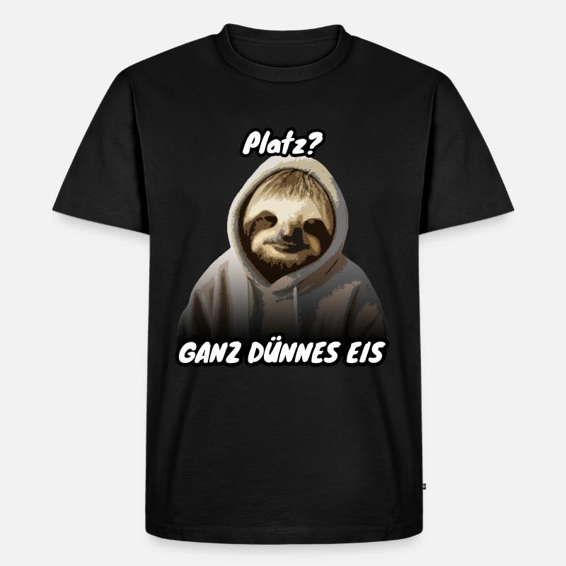 Faultier Spruch Platz - Männer Premium Bio T-Shirt - Schwarz