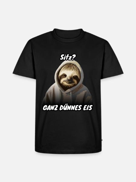 Faultier Spruch Sitz - Männer Premium Bio T-Shirt - Schwarz