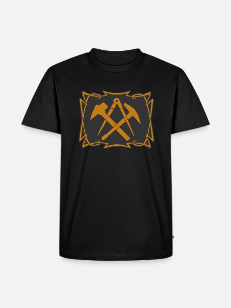 Dachdecker Handwerkszeichen Zunftzeichen - Männer Premium Bio T-Shirt - Schwarz