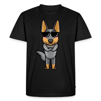 Émoticône Kawaii du bouvier australien Blue Heeler - T-shirt Premium bio Homme - noir - Devant - Nico (187cm)