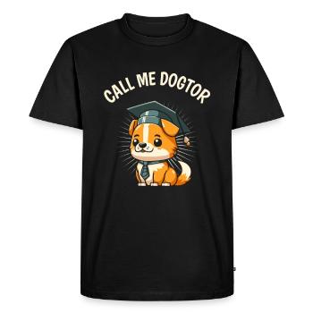 Cute Dog Funny Ph.D. Doctorant - T-shirt Premium bio Homme - noir - Devant - Nico (187cm)
