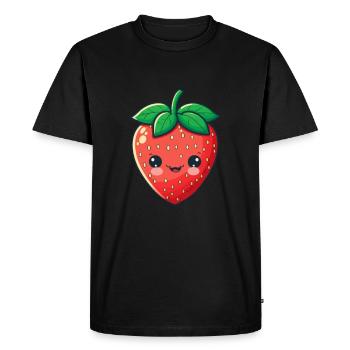Sweet Kawaii Strawberry Fruit Lovers Fruit Growers - Men's Premium Organic T-Shirt - black - Front - Nico (187cm)