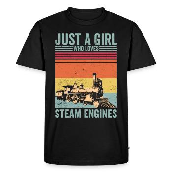 Just A Girl Who Loves Steam Engines Locomotive - Men's Premium Organic T-Shirt - black - Front - Nico (187cm)