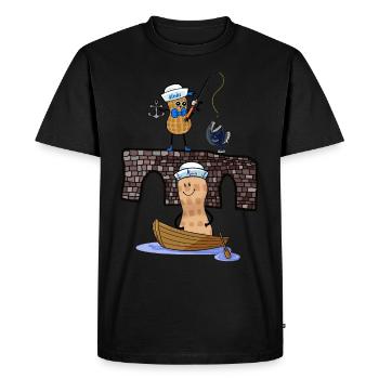 Moin maritime Peanuts Angler Sailor Captain Ahoy - T-shirt Premium bio Homme - noir - Devant - Nico (187cm)