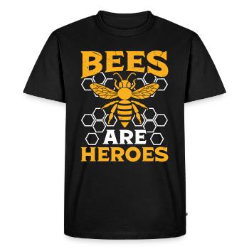 Apiculteur Les abeilles sont des héros Abeilles mellifères Apiculture - T-shirt Premium bio Homme - noir - Devant - Nico (187cm)
