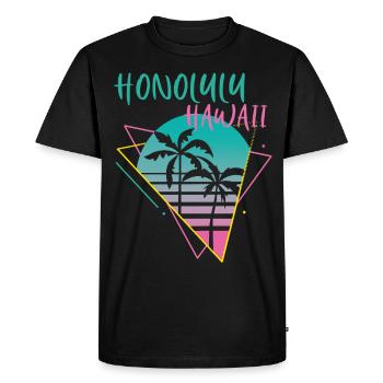 Honolulu Hawaii Palms Retro Ocean Surfing - T-shirt Premium bio Homme - noir - Devant - Nico (187cm)