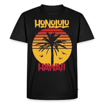 Hawaii Honolulu Palm Ocean Surfing - T-shirt Premium bio Homme - noir - Devant - Nico (187cm)