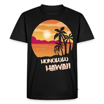 Hawaii Honolulu Holiday Palm Ocean Surfing - T-shirt Premium bio Homme - noir - Devant - Nico (187cm)