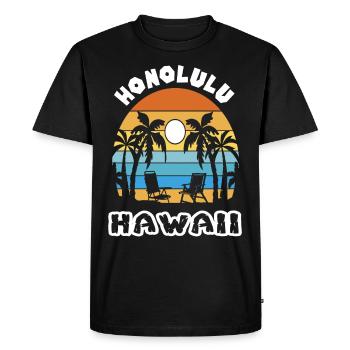 Honolulu Family Vacation Hawaii Vacation Ocean Palms - Men's Premium Organic T-Shirt - black - Front - Nico (187cm)
