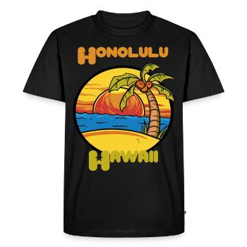 Honolulu Sunset Holiday Hawaii Palms Ozea - T-shirt Premium bio Homme - noir - Devant - Nico (187cm)