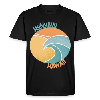 Honolulu Surfing Palms Hawaii Holiday Ocean - T-shirt Premium bio Homme - noir - Devant - Nico (187cm)