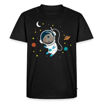 Cobaye de l’astronaute Capybara - T-shirt Premium bio Homme - noir - Devant - Nico (187cm)