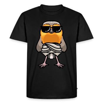 Robin Bird With Sunglasses Kawaii Emoticon - Men's Premium Organic T-Shirt - black - Front - Nico (187cm)