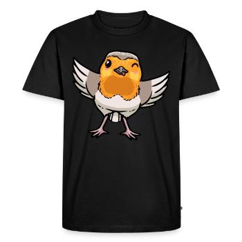 Robin Bird Kawaii Emoticon - Men's Premium Organic T-Shirt - black - Front - Nico (187cm)