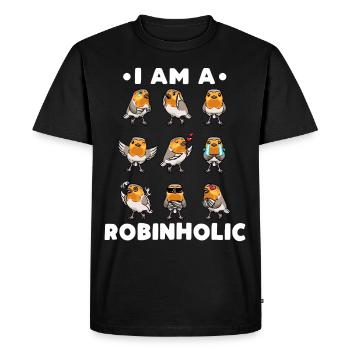 Robin Bird Robinholic - Men's Premium Organic T-Shirt - black - Front - Nico (187cm)