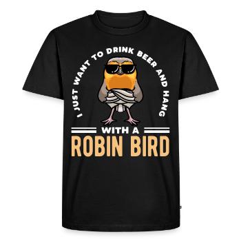 Robin Bird - Men's Premium Organic T-Shirt - black - Front - Nico (187cm)