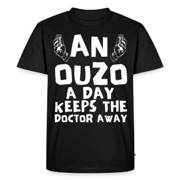 Ouzo Slogan for Greeks One Ouzo a Day Ouzo Party - Men's Premium Organic T-Shirt - black - Front - Nico (187cm)