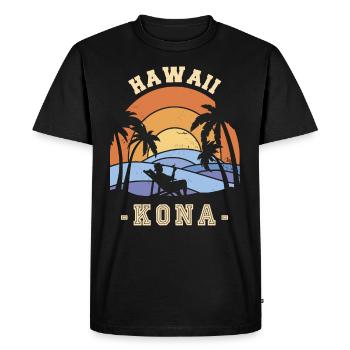 Hawaii Kona Retirement Palm Holidays Ocean Surfing - Men's Premium Organic T-Shirt - black - Front - Nico (187cm)