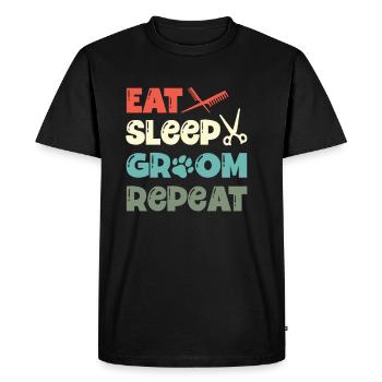 Nourriture Sommeil Groom Répétition Artiste de la fourrure - T-shirt Premium bio Homme - noir - Devant - Nico (187cm)