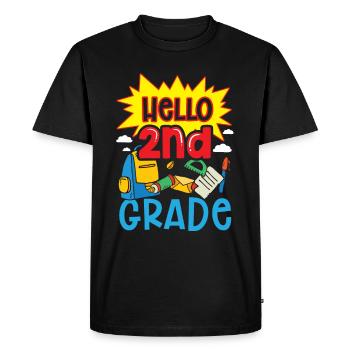 Hello 2nd Class Second Class Second Grader - Men's Premium Organic T-Shirt - black - Front - Nico (187cm)