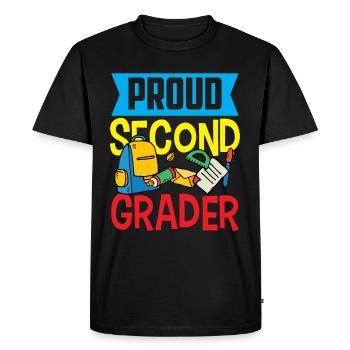 Proud Second Grader Second Class Teacher School - Men's Premium Organic T-Shirt - black - Front - Nico (187cm)