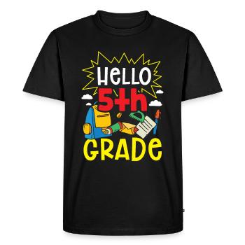 Bonjour 5e année cinquième année 5 cinquième année - T-shirt Premium bio Homme - noir - Devant - Nico (187cm)