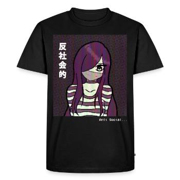 Cassette Futurism Anime Girl Retro Futurism - Men's Premium Organic T-Shirt - black - Front - Nico (187cm)