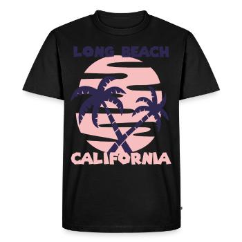 Vacances en famille Californie Long Beach Palm Beach - T-shirt Premium bio Homme - noir - Devant - Nico (187cm)