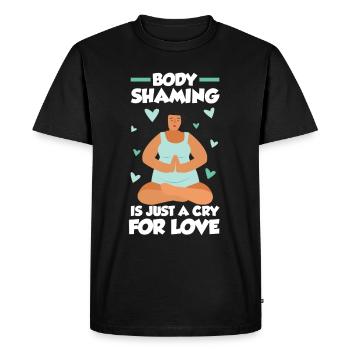 La honte corporelle n’est qu’un cri d’amour agaçant - T-shirt Premium bio Homme - noir - Devant - Nico (187cm)