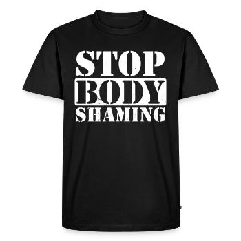 Plus de body shaming, de body shaming annoying - T-shirt Premium bio Homme - noir - Devant - Nico (187cm)