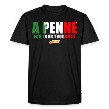 A Penne For Your Thought Italian Italy Flag Pasta - Men's Premium Organic T-Shirt - black - Front - Nico (187cm)