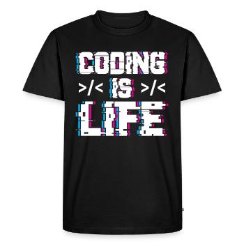 Coding is Life Programmer Coder Code - Men's Premium Organic T-Shirt - black - Front - Nico (187cm)