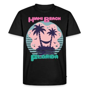 Miami Beach Florida Palm Trees Beach Ocean Surfing - Men's Premium Organic T-Shirt - black - Front - Nico (187cm)