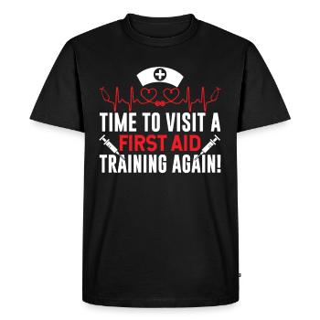 Time to attend a first aid course again - Men's Premium Organic T-Shirt - black - Front - Nico (187cm)
